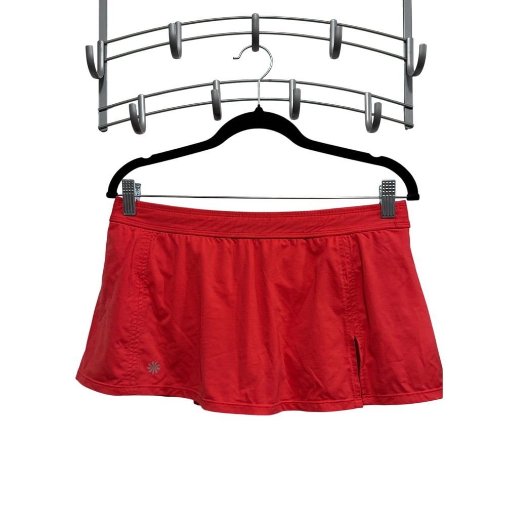 Athleta Womens Orange Coral Swim Skirt‎ Built-in Brief Skort Size Medium 508263